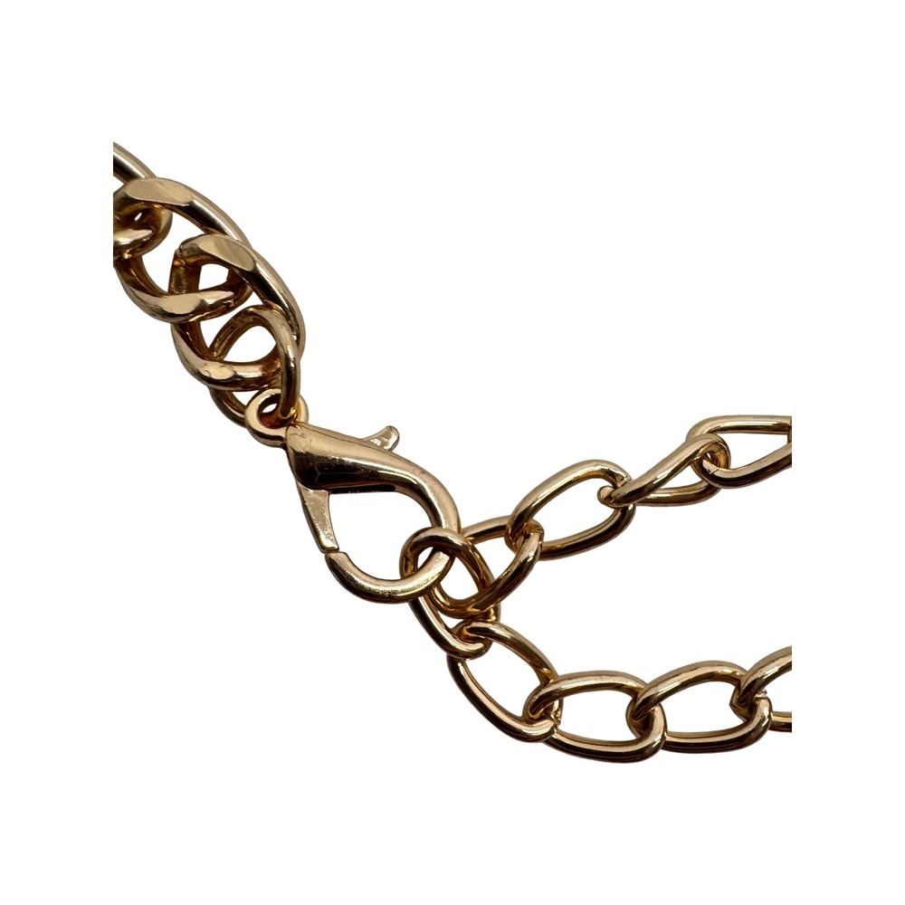 Gold Tone Chain Belt Rhinestone Heart Charm Accent Fashion Jewelry Women - Picture 2 of 4